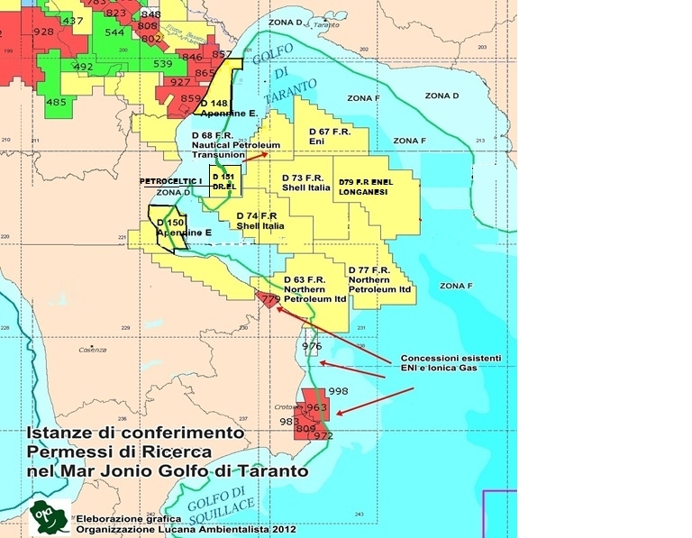 Trivellazioni nello Jonio: ecco le aree
interessate nel cosentino e nel crotonese