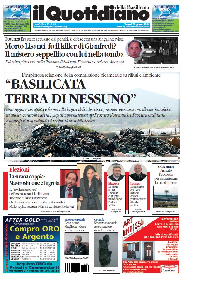 Dodici mesi di Basilicata in prima pagina
Le storie e i personaggi del 2013