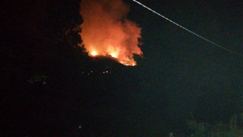 Vasto incendio lungo il costone di Ricadi, in corso l'intervento dei vigili del fuoco