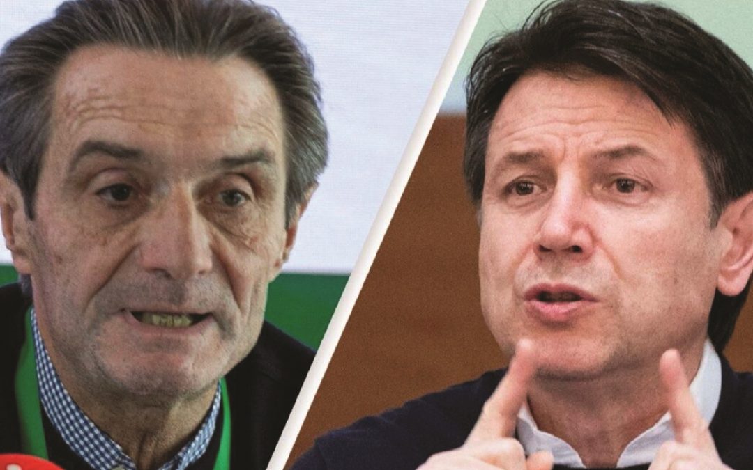 Il governatore della Lombardia Attilio Fontana e il presidente del Consiglio Giuseppe Conte