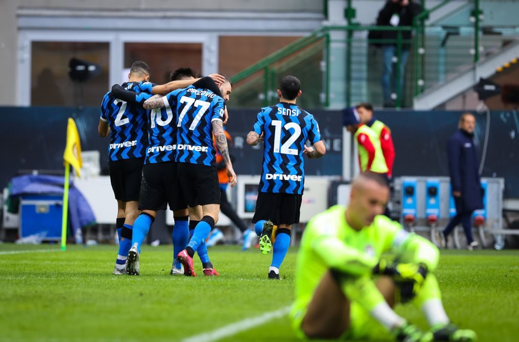 La festa dei giocatori interisti dopo una delle reti