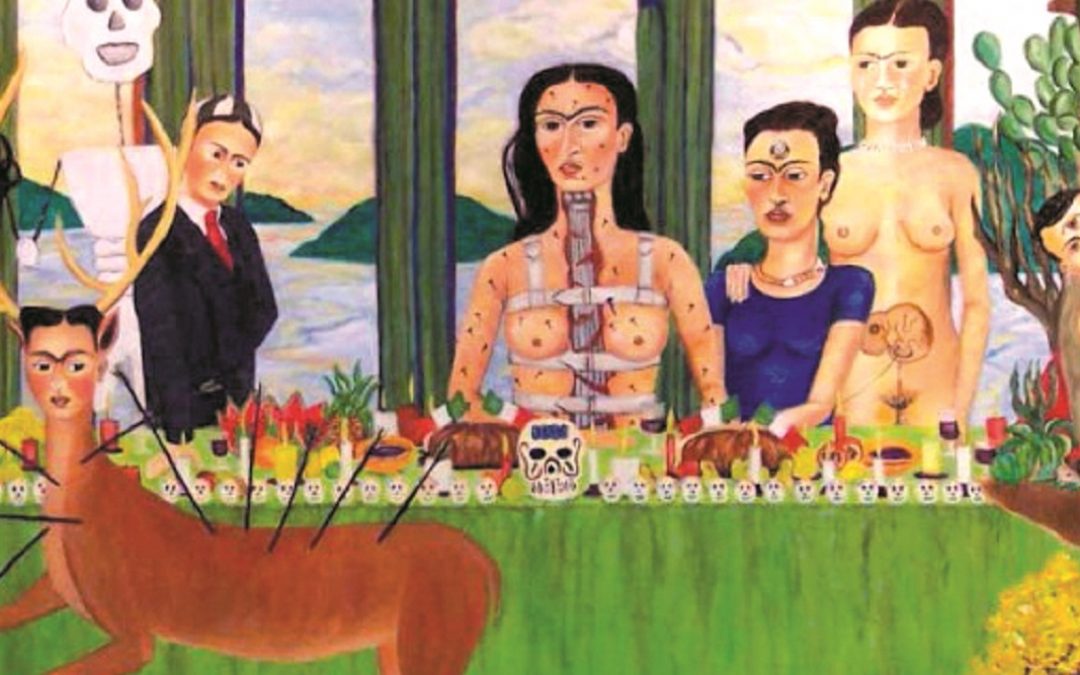 Un dettaglio della rivisitazione de l’Ultima Cena, il capolavoro di Leonardo da Vinci, firmata Frida Kahlo