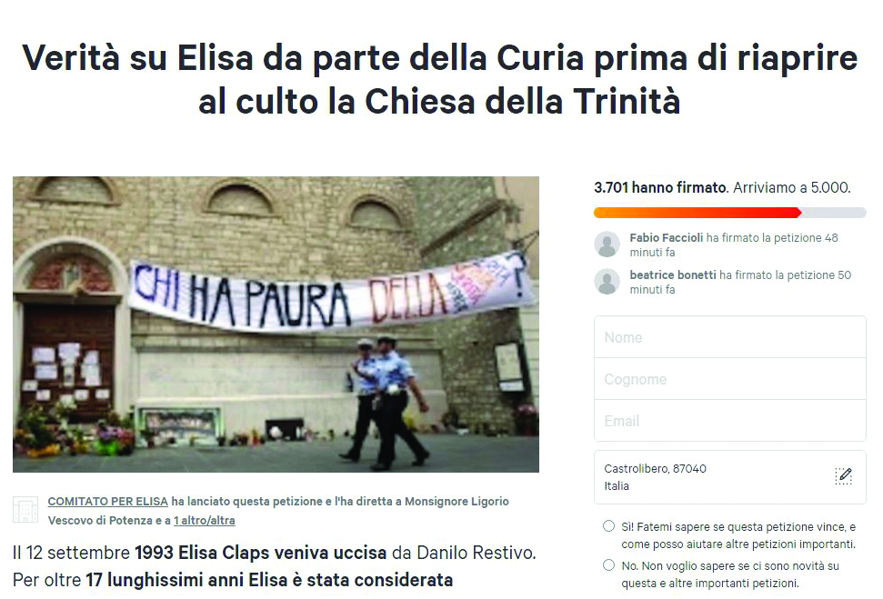 La pagina di Change.org su cui si stanno raccogliendo le firme