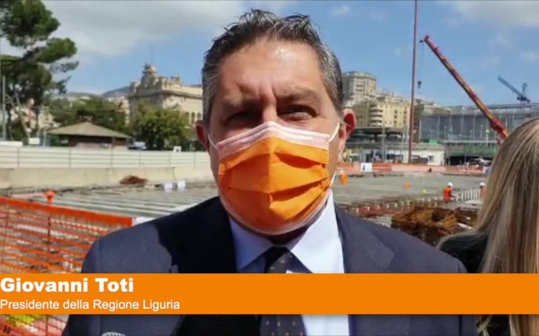 Ultima trave sul cantiere del Bisagno a Genova