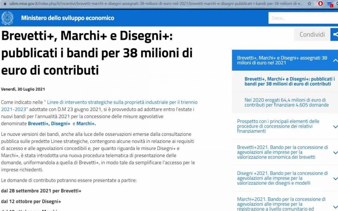 Brevetti e marchi, dal Mise bandi per 38 milioni