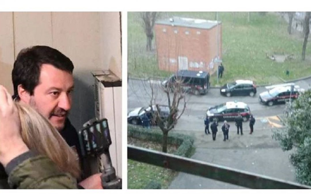 Salvini al Pilastro e il blitz dei carabinieri (foto Il Resto del Carlino)