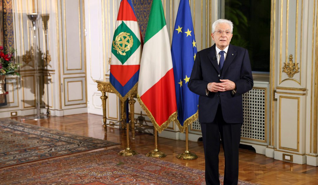 Sergio Mattarella durante il discorso agli italiani