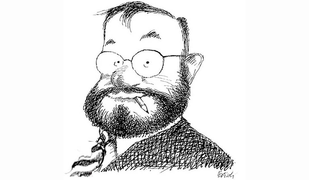 Umberto Eco ritratto in vignetta