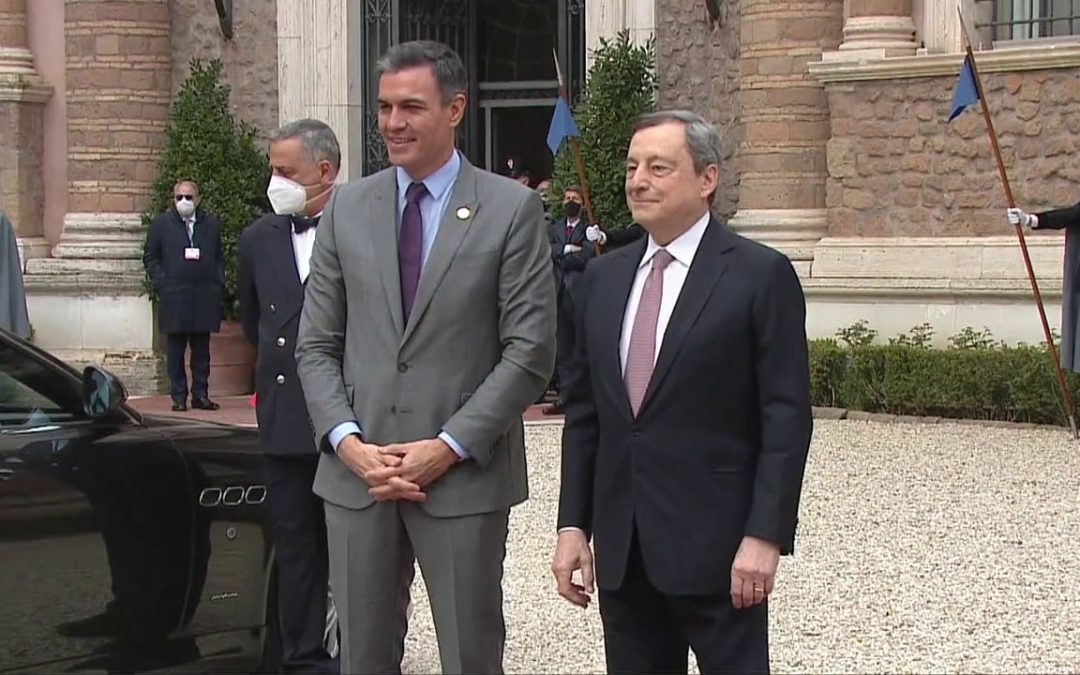 Il premier Mario Draghi incontra Sanchez, Costa e Mitsotakis