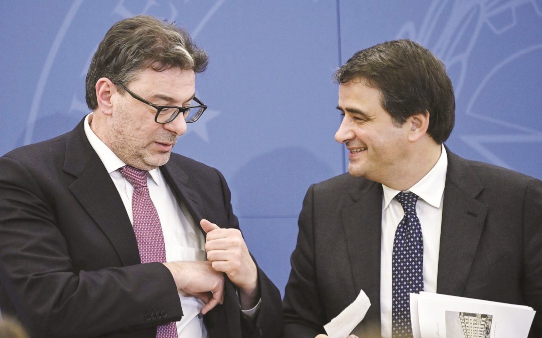 I ministri Giancarlo Giorgetti e Raffaele Fitto