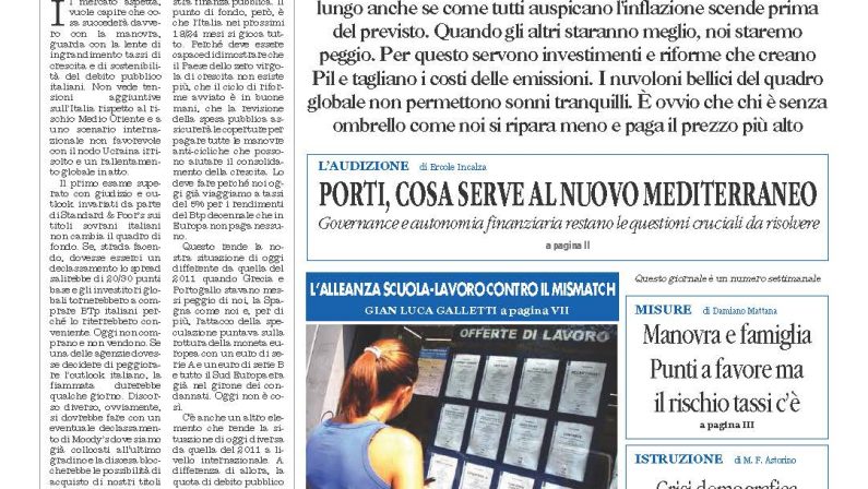 La prima pagina de l’ALTRAVOCE dell’ITALIA in edicola oggi