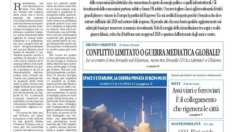 La prima pagina de l’ALTRAVOCE dell’ITALIA in edicola oggi