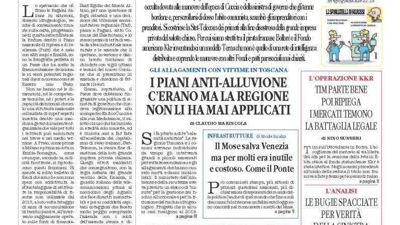 La prima pagina de l’ALTRAVOCE dell’ITALIA in edicola oggi