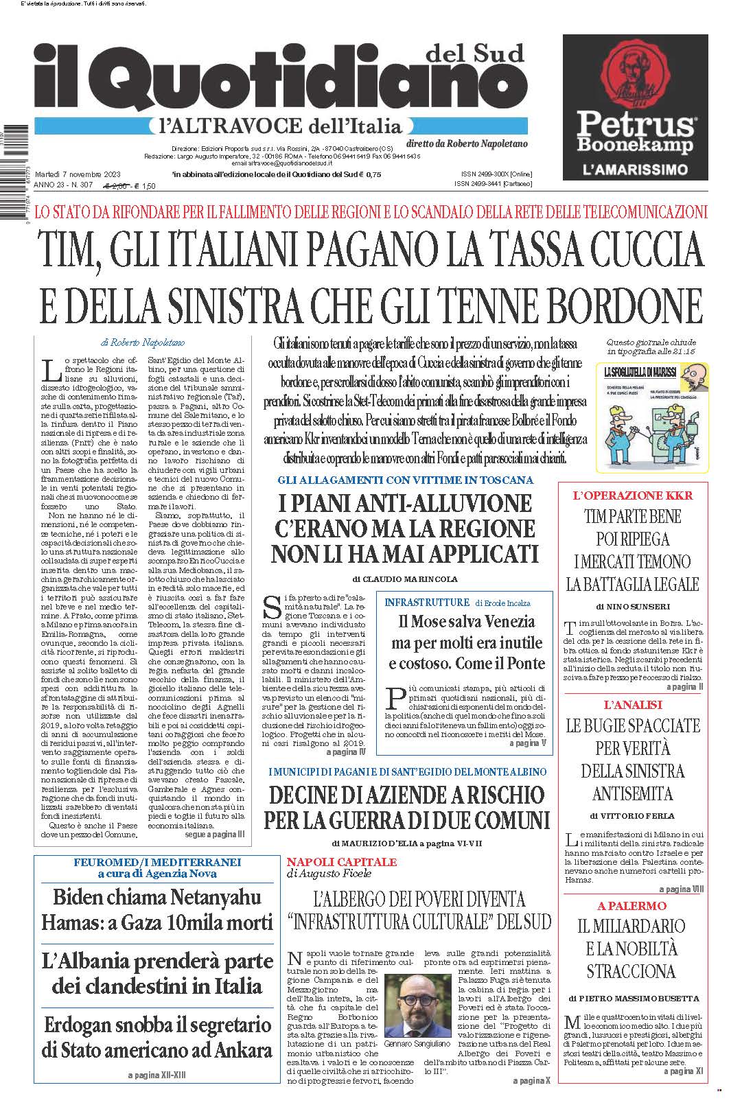 La prima pagina de l’ALTRAVOCE dell’ITALIA in edicola oggi