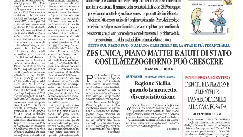 La prima pagina de l’ALTRAVOCE dell’ITALIA in edicola oggi