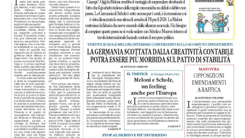 La prima pagina de l’ALTRAVOCE dell’ITALIA in edicola oggi