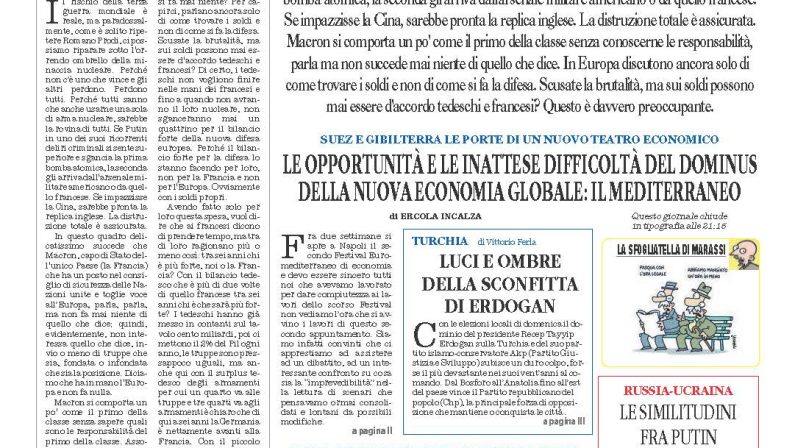 La prima pagina de l’ALTRAVOCE dell’ITALIA in edicola oggi