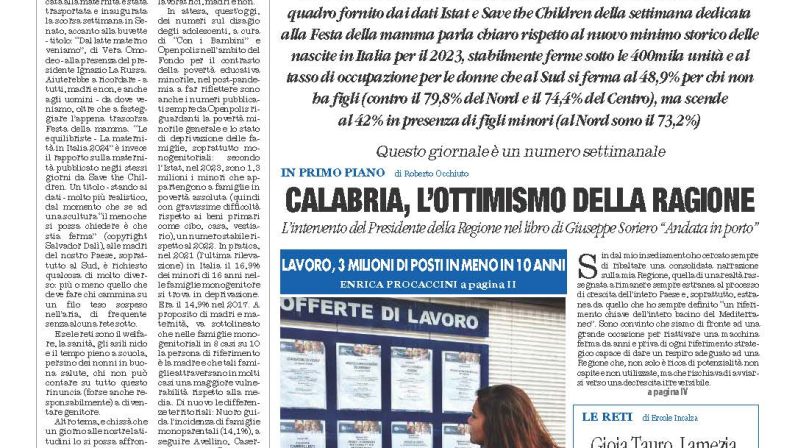 La prima pagina de l’ALTRAVOCE dell’ITALIA in edicola oggi