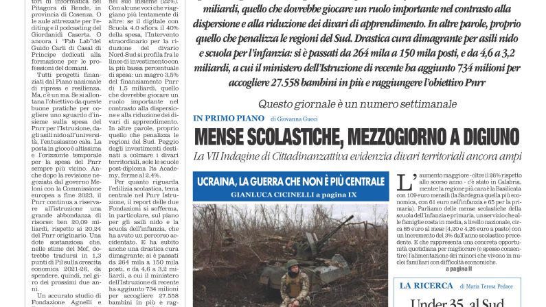 La prima pagina de l’ALTRAVOCE dell’ITALIA in edicola oggi