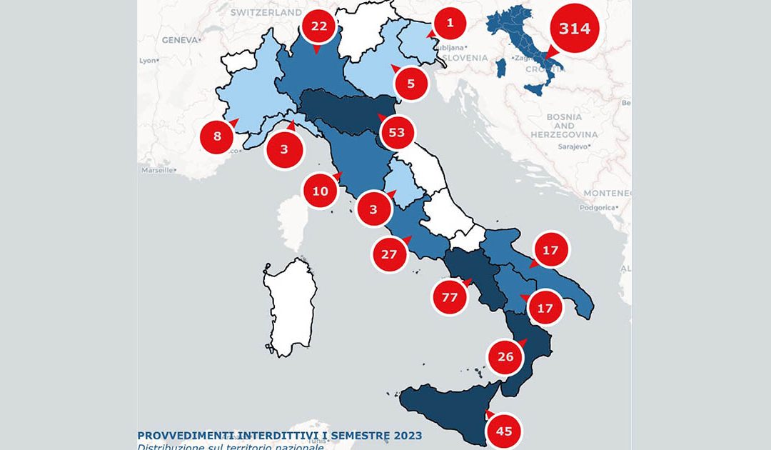 La mappa delle interdittive antimafia in Italia