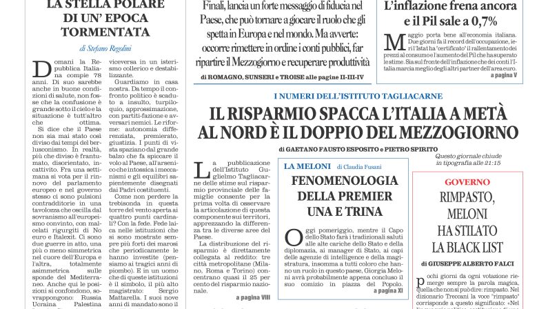 La prima pagina de l’ALTRAVOCE dell’ITALIA in edicola oggi