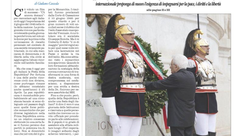 La prima pagina de l’ALTRAVOCE dell’ITALIA in edicola oggi