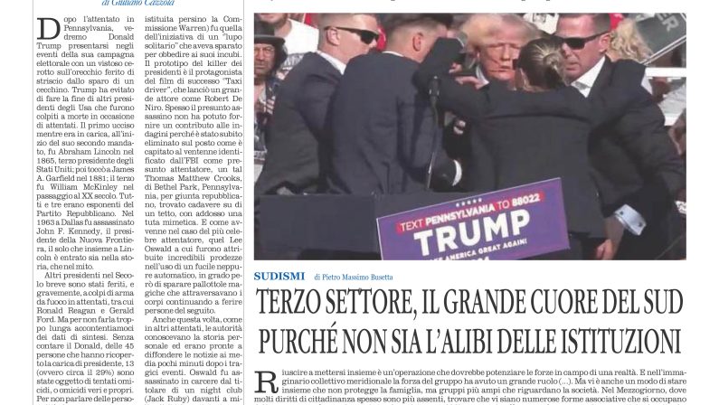 La prima pagina de l’ALTRAVOCE dell’ITALIA in edicola oggi