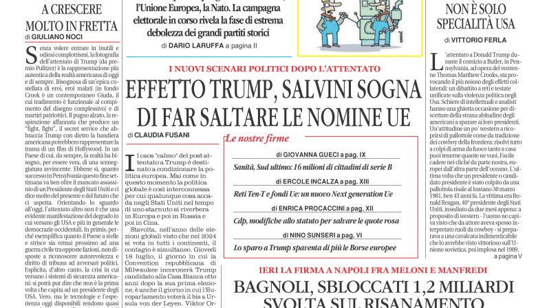 La prima pagina de l’ALTRAVOCE dell’ITALIA in edicola oggi