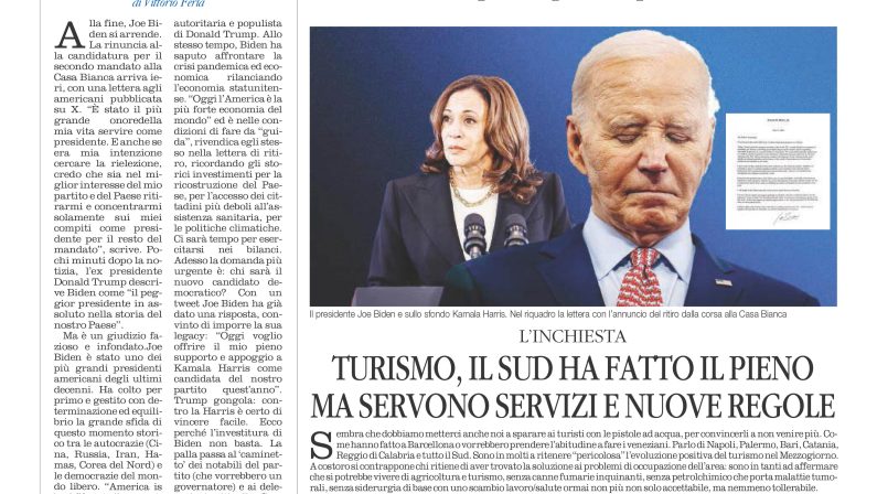 La prima pagina de l’ALTRAVOCE dell’ITALIA in edicola oggi