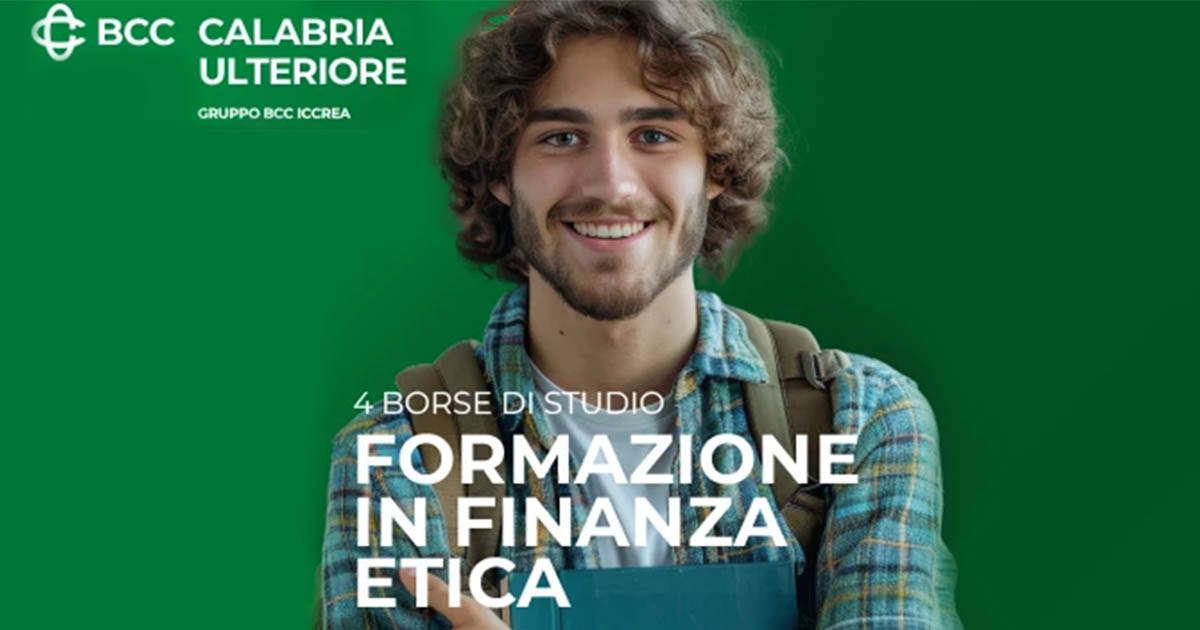 Finanza Etica, la Bcc Calabria ulteriore lancia 4 borse di studio