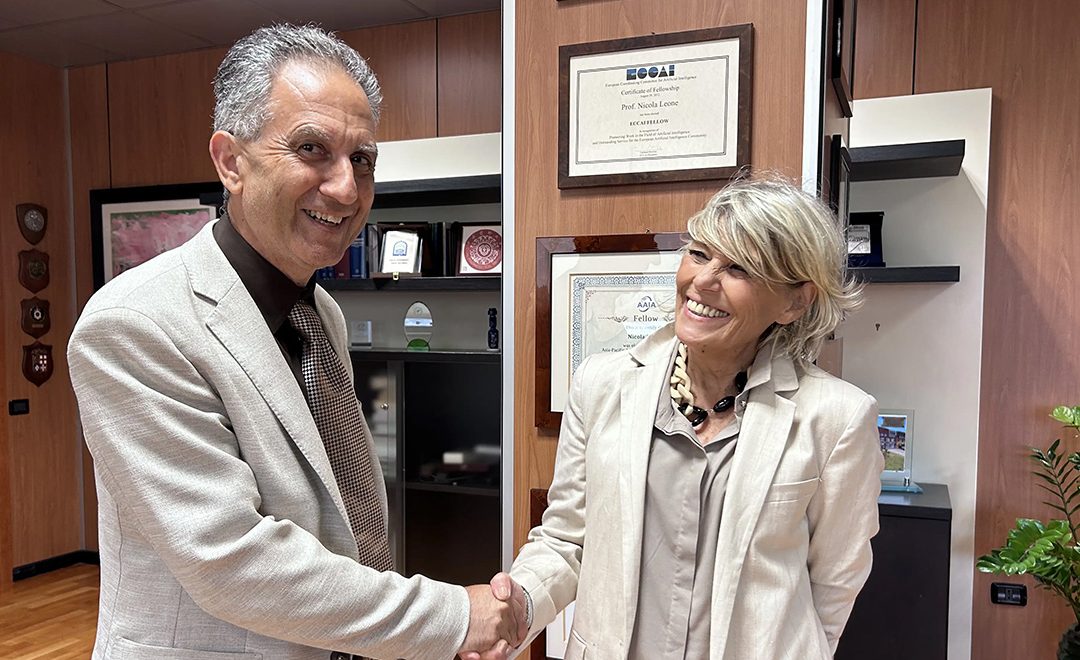 Il rettore dell'Unical Nicola Leone accoglie la professoressa Franca Melfi