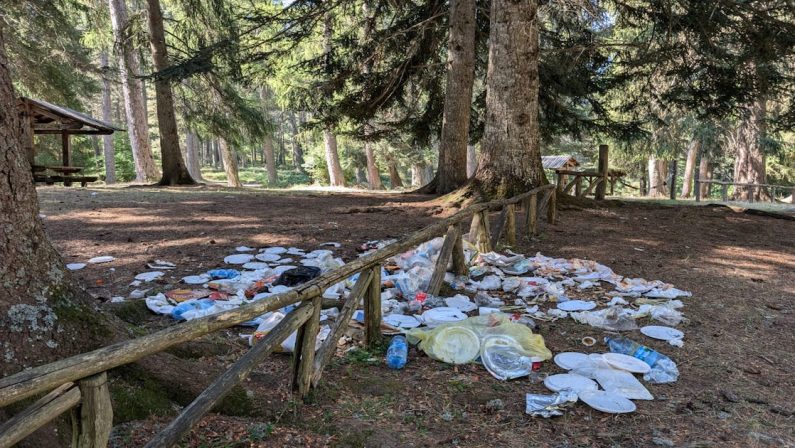 Inciviltà in Sila, l'area picnic di Fossiata sommersa dai rifiuti