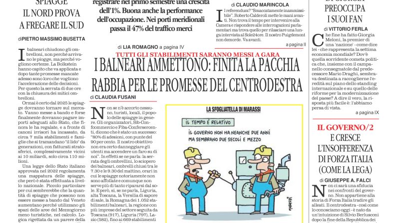 La prima pagina de l’ALTRAVOCE dell’ITALIA in edicola oggi