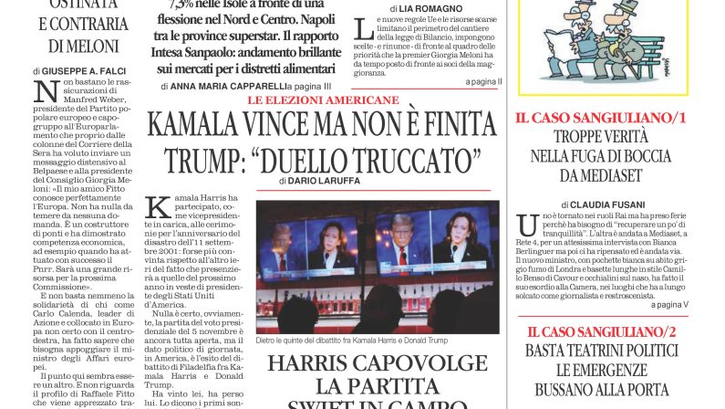 La prima pagina de l’ALTRAVOCE dell’ITALIA in edicola oggi