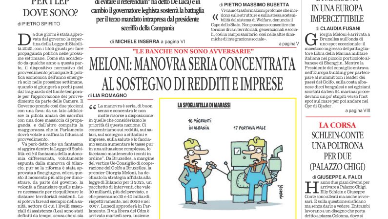 La prima pagina de l’ALTRAVOCE dell’ITALIA in edicola oggi