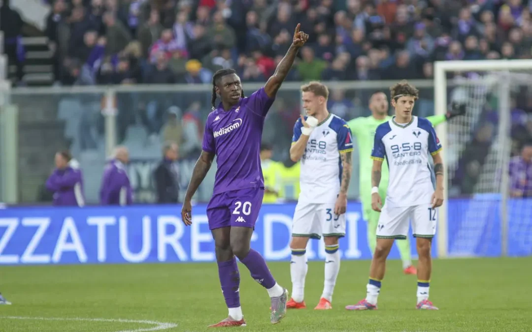 Tripletta Kean, la Fiorentina batte 3-1 il Verona