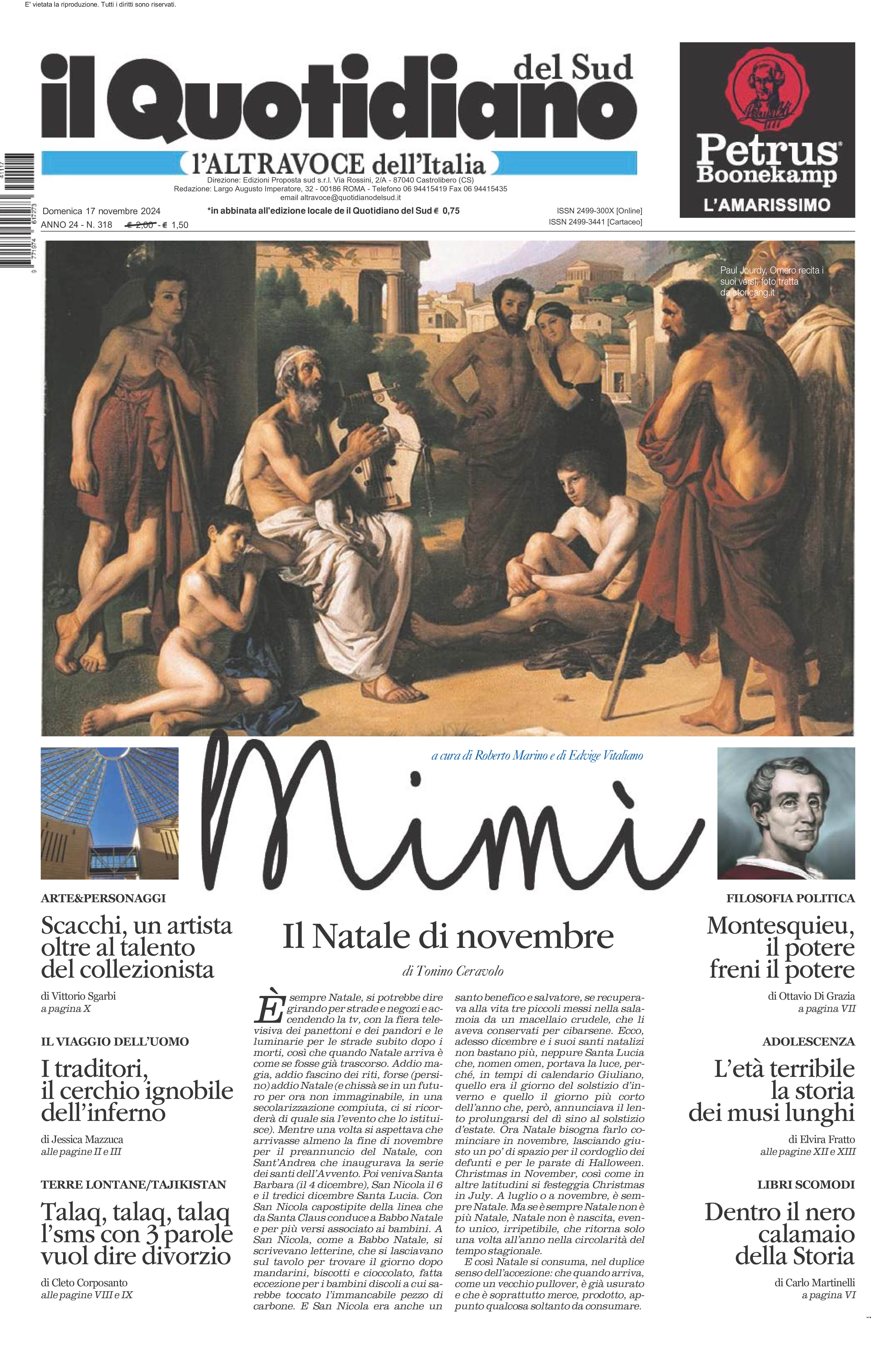 La prima pagina de l’ALTRAVOCE dell’ITALIA in edicola oggi