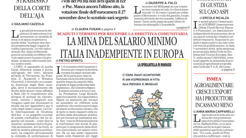 La prima pagina de l’ALTRAVOCE dell’ITALIA in edicola oggi