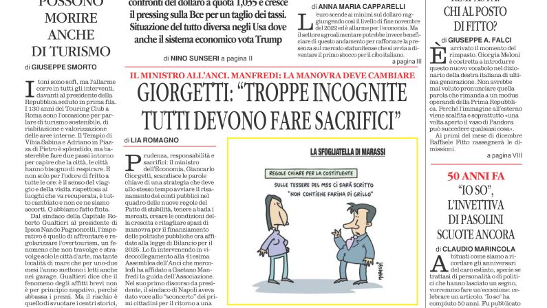 La prima pagina de l’ALTRAVOCE dell’ITALIA in edicola oggi