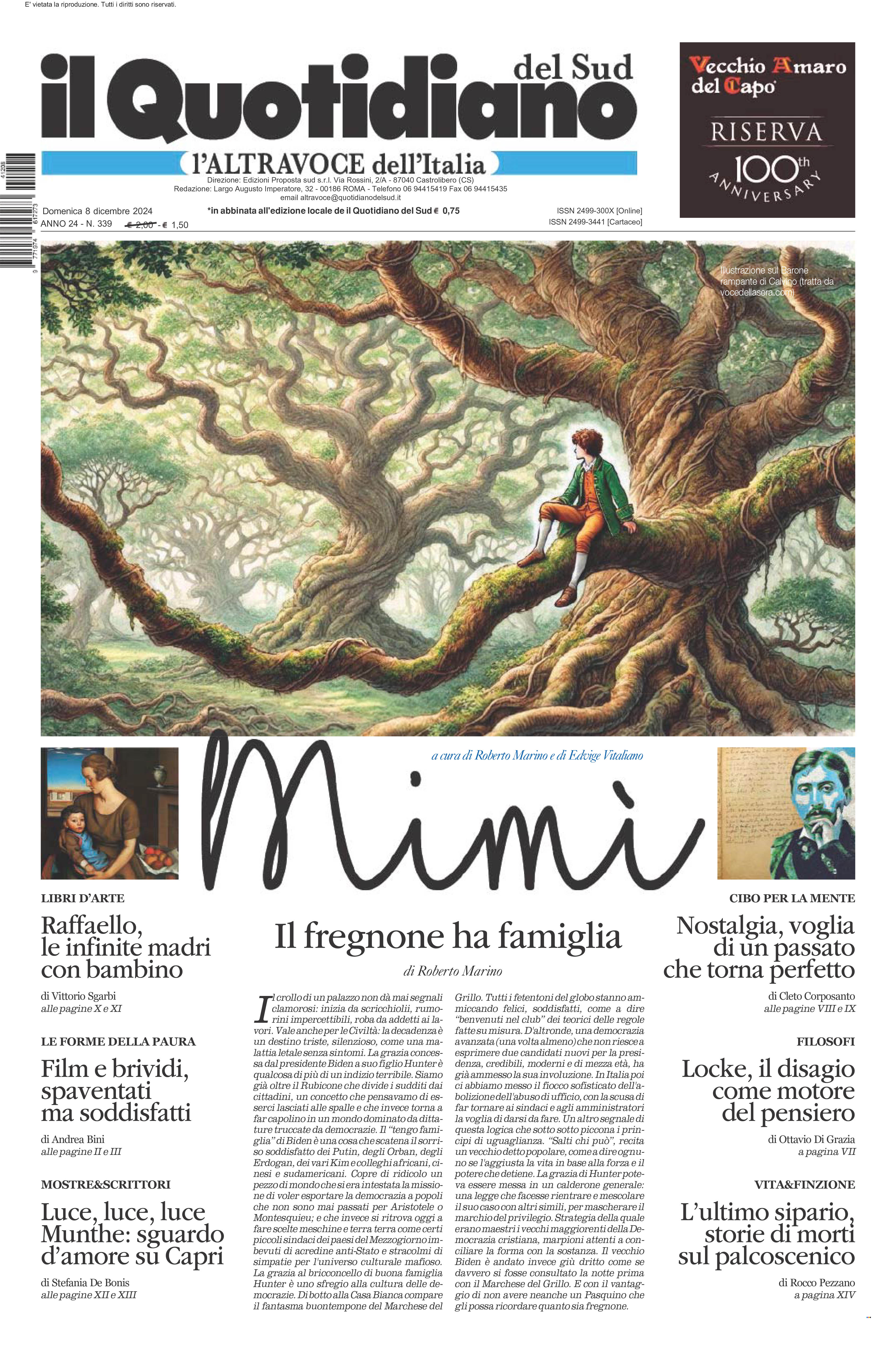 La prima pagina de l’ALTRAVOCE dell’ITALIA in edicola oggi