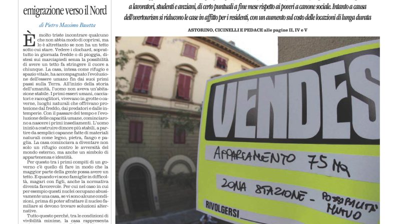 La prima pagina de l’ALTRAVOCE dell’ITALIA in edicola oggi