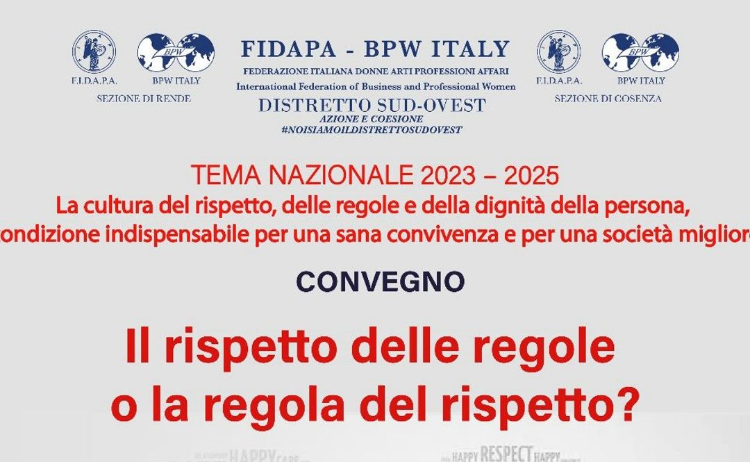 Fidapa di Cosenza e Rende insieme per il convegno “Il rispetto delle regole o la regola del rispetto?”