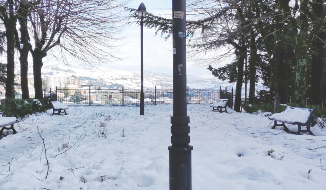 Il belvedere di Montereale coperto di neve