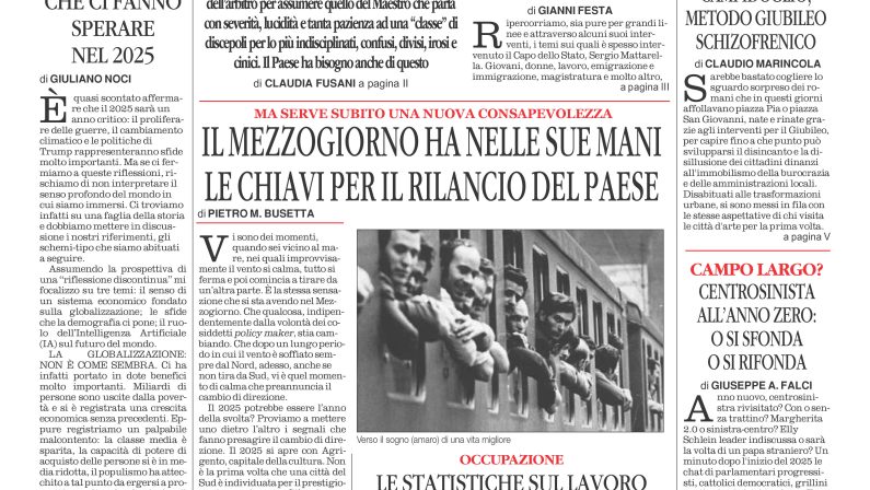 La prima pagina de l’ALTRAVOCE dell’ITALIA in edicola oggi