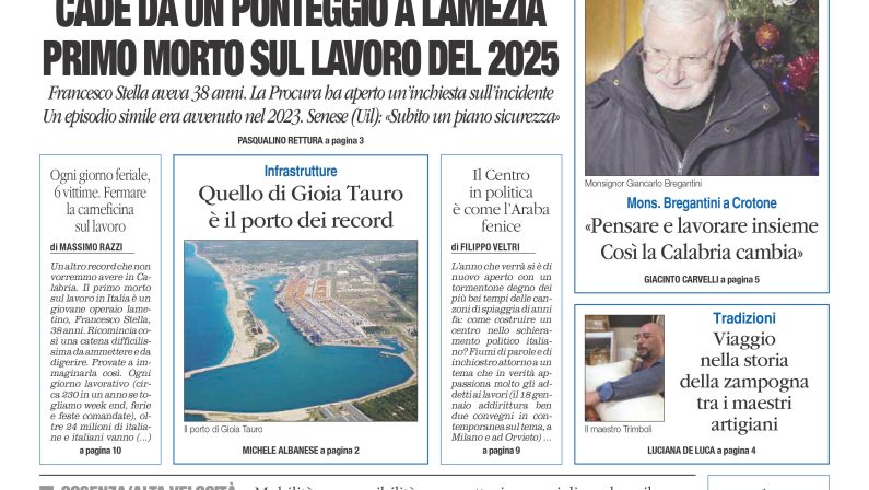 La prima pagina de l’ALTRAVOCE dell’ITALIA in edicola oggi