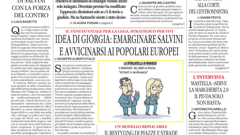 La prima pagina de l’ALTRAVOCE dell’ITALIA in edicola oggi