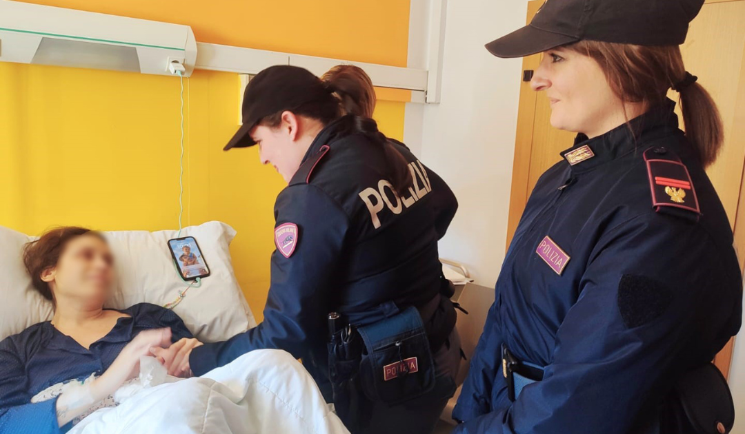 Valeria Chiappetta in ospedale (fonte foto pagina facebook Questura di Cosenza)